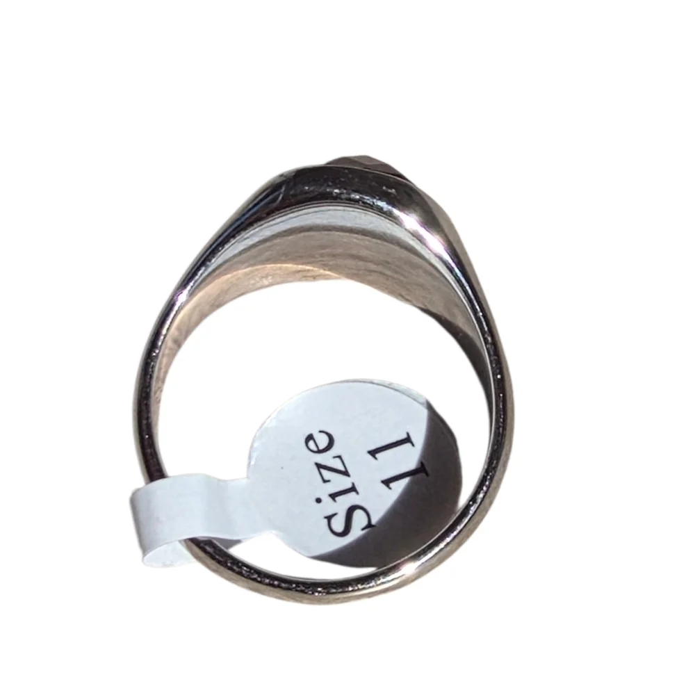 Stainless Steel Ring with Red Gemstone